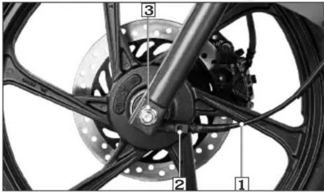 Technical diagram of a bicycle wheel with numbered components and labeled parts