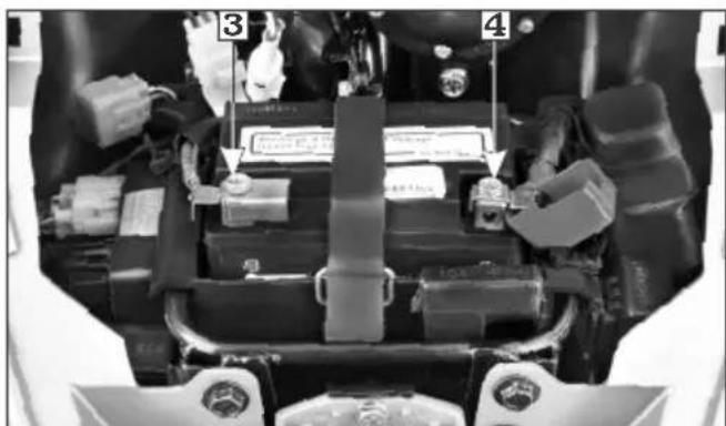 Labeled mechanical component diagram showing parts numbered 3 and 4 with visible labels like 'Engine Bracket' and 'Control Panel'