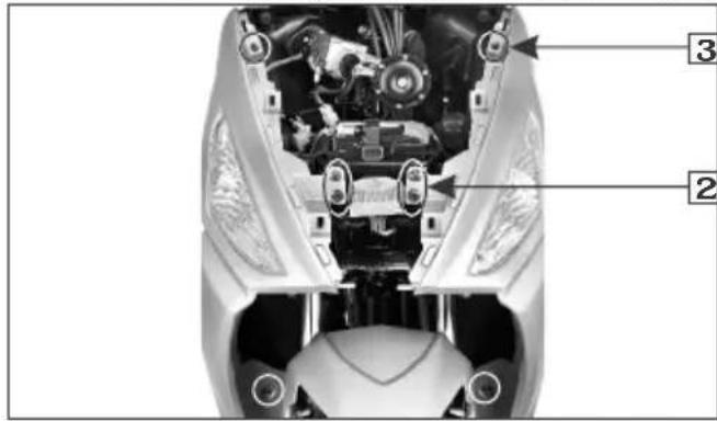 Technical diagram of a scooter engine showing internal components with numbered labels