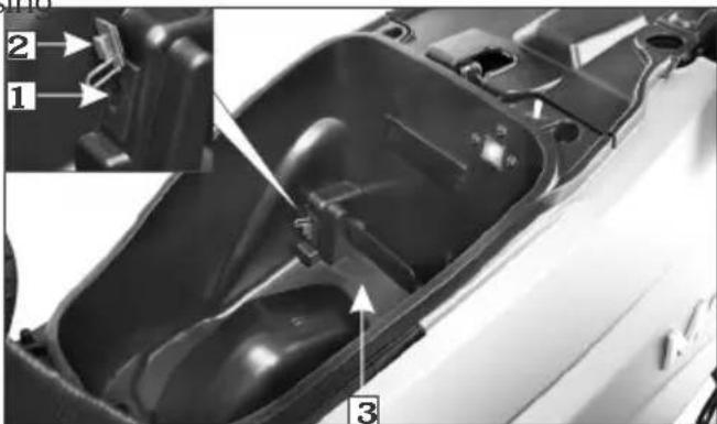 Technical diagram of a car interior showing labeled parts and a close-up view of the engine compartment