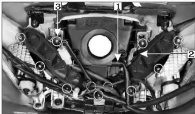Technical diagram of a mechanical assembly with numbered components and labeled parts