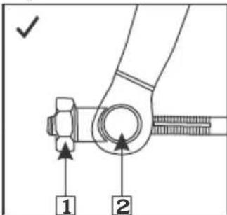 Diagram showing a hand holding a tool with two labeled parts (1 and 2) indicating different positions or states.