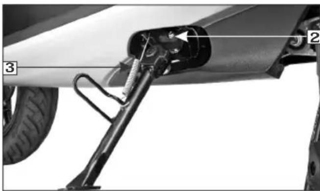 Technical diagram of a vehicle suspension system with labeled components 1, 2, and 3
