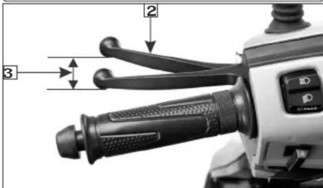 Diagram of a motor control lever with labeled parts and adjustment arrows