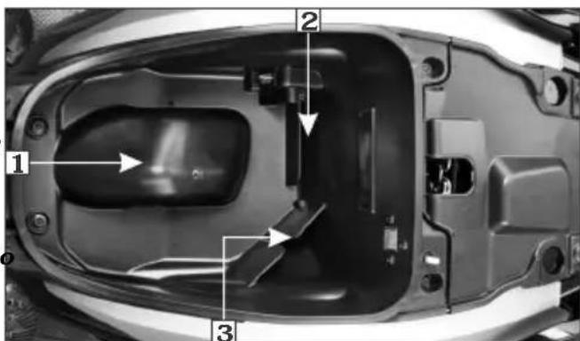 Technical diagram of a car interior with numbered components and directional arrows indicating parts of the body.