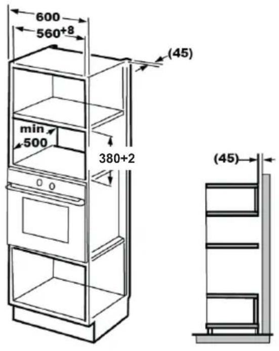 Cylinda IM5241LRF - Møblernes dimensioner ved indbygget montering - 1
