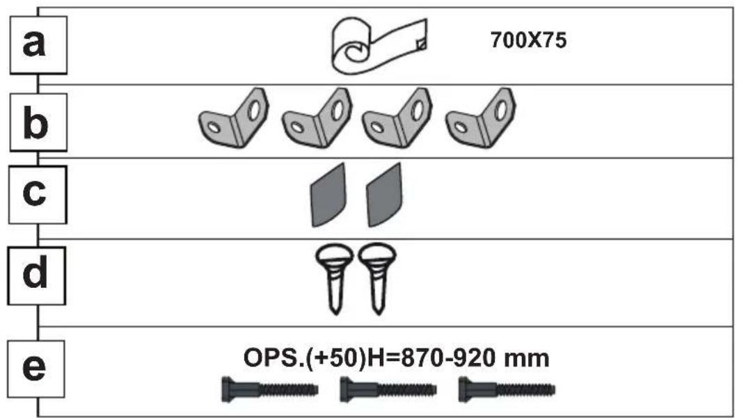 a 700X75 b c d e OPS.(+50)H=870-920 mm