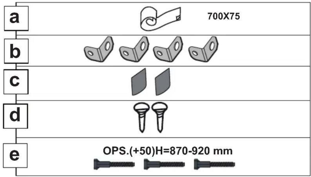 a 700X75 b c d e OPS.(+50)H=870-920 mm
