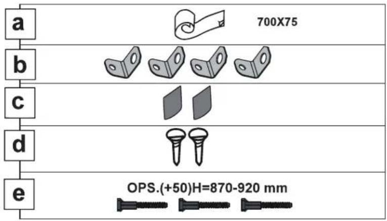 a 700X75 b c d e OPS.(+50)H=870-920 mm