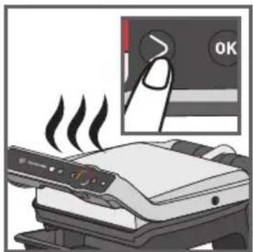 Illustration showing a printer emitting smoke with a 'OK' button, indicating a warning or notification.