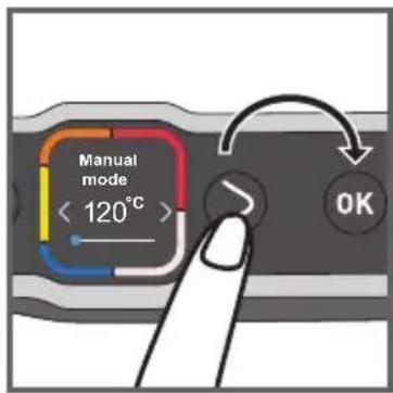 Manual mode < 120°C > OK