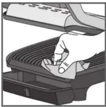 Illustration of a hand pressing down on a mechanical component (no text or symbols visible)