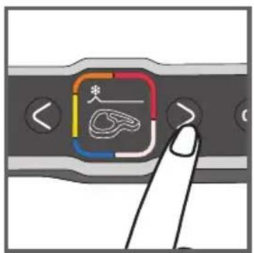Diagram showing a finger pressing a button labeled '人' (person) with colored arrows and a stylized map outline, likely illustrating a navigation or movement process.