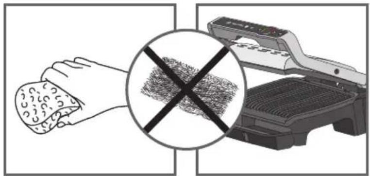 Illustration showing a hand cleaning a textured surface with a crossed-out no-smoking symbol (no text or symbols present)