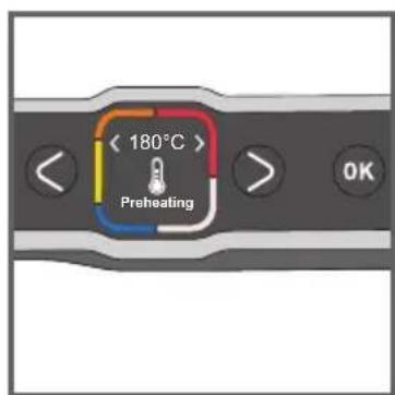 < 180°C > Preheating OK