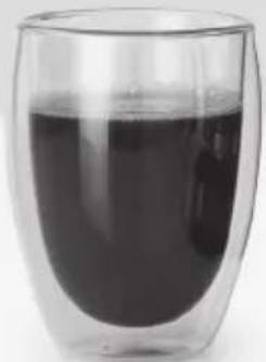 Glass glass filled with dark liquid, no text or symbols visible