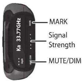 Ka 33.77GHz mark MARK Signal Strength MUTE/DIM mph MUTE/DB