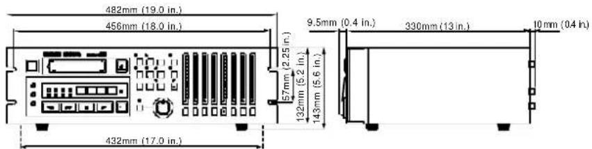 482mm (19.0 in.) 456mm (18.0 in.) 57mm (2.25 in.) 132mm (5.2 in.) 143mm (5.6 in.) 9.5mm (0.4 in.) 330mm (13 in.) 10 mm (0.4 in.) 432mm (17.0 in.)