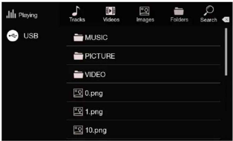 Playing USB Tracks Videos Images Folders Search MUSIC PICTURE VIDEO 0.png 1.png 10.png