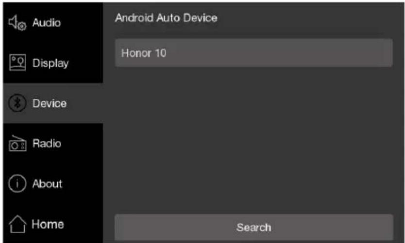Audio Display Device Radio About Home Android Auto Device Honor 10 Search