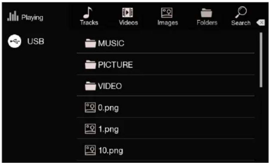 Playing USB Tracks Videos Images Folders Search MUSIC PICTURE VIDEO 0.png 1.png 10.png