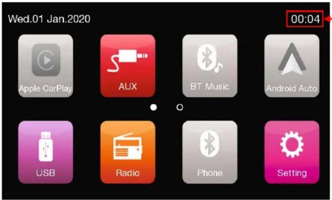 Wed.01 Jan.2020 00:04 Apple CarPlay AUX BT Music Android Auto USB Radio Phone Setting