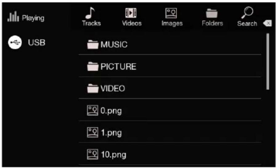 Playing USB Tracks Videos Images Folders Search MUSIC PICTURE VIDEO 0.png 1.png 10.png