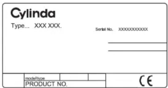 Cylinda Type... XXX XXX. Serial No. XXXXXXXXXXXX _ _ modeltype PRODUCT NO. CE