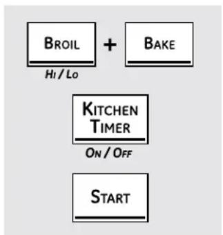 graph TD A["BROIL + BAKE"] --> B["KITCHEN TIMER ON/OFF"] B --> C["START"]