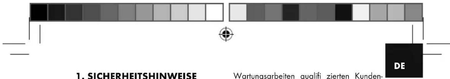 1. SICHERHEITSHINWEISE Wartungsarbeiten qualifi zierten Kunden- DE