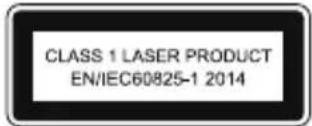 CLASS 1 LASER PRODUCT EN/IEC60825-1 2014
