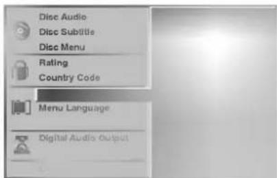 Disc Audio Disc Subtitle Disc Menu Rating Country Code Menu Language Digital Audio Output