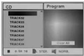 CD Program TRACK02 TRACK03 TRACK04 TRACK05 TRACK06 TRACK07 TRACK08 Clear All 0:59.10 STER. NORM.