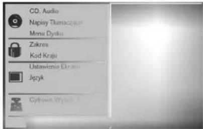 CD: Audio Napisy Tomaczycu Menu Dysku Zakres Kad Kraju Ustawienia Elektu Język Cytkowa Wyska /