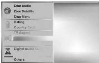 Disc Audio Disc Subtitle Disc Menu Rating Country Spot TV Aspect Digital Audio Out Others