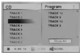 CD Program TRACK 1 TRACK 2 TRACK 3 TRACK 4 TRACK 5 TRACK 6 TRACK 7 TRACK 8 TRACK 9 TRACK 10 TRACK 12 TRACK 3 Clear All 0:58:18 VER. NORM.