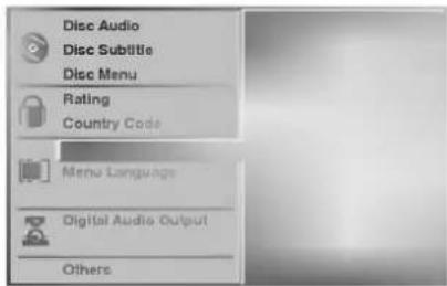 Disc Audio Disc Subtitle Disc Menu Rating Country Code Menu Language Digital Audio Output Others