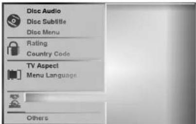 Disc Audio Disc Subtitle Disc Menu Rating Country Code TV Aspect Menu Language Others