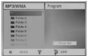 MP3/WMA Program Folder1 Folder2 Folder3 Folder4 Folder5 Folder6 Folder7 Folder8 00:00 OFF