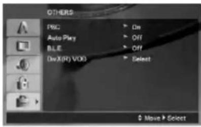 OTHERS PRC Auto Play BLE DivX(R) VOG On Off Off Select Move Select