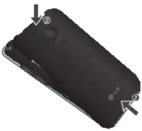 LG E720 - Installation af SIM-kortet og batteriet - 3