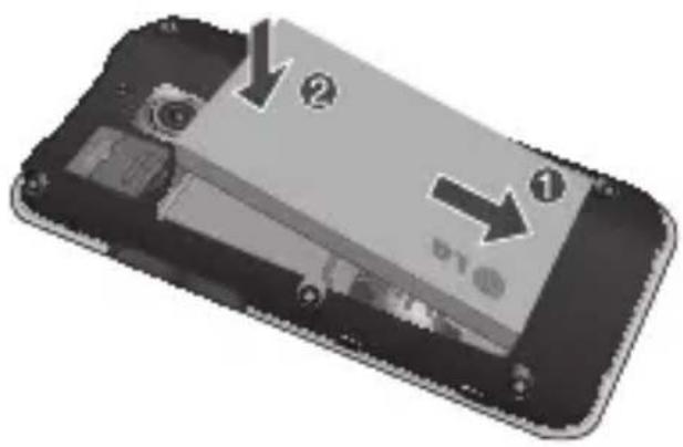 LG E720 - Installation af SIM-kortet og batteriet - 2