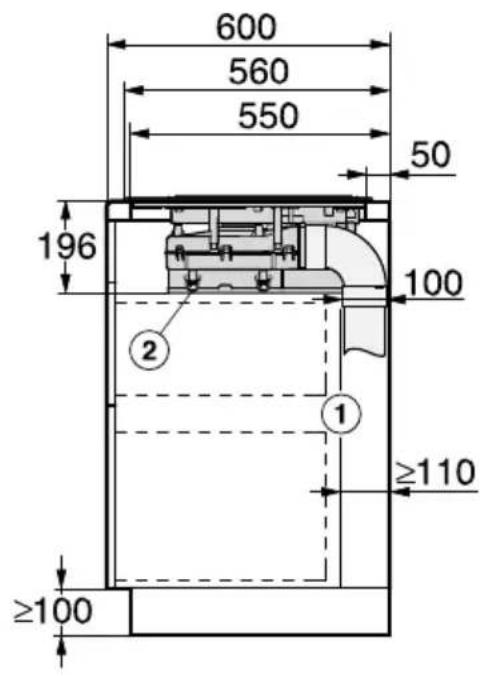 600 560 550 50 196 100 ② ① ≥110 ≥100