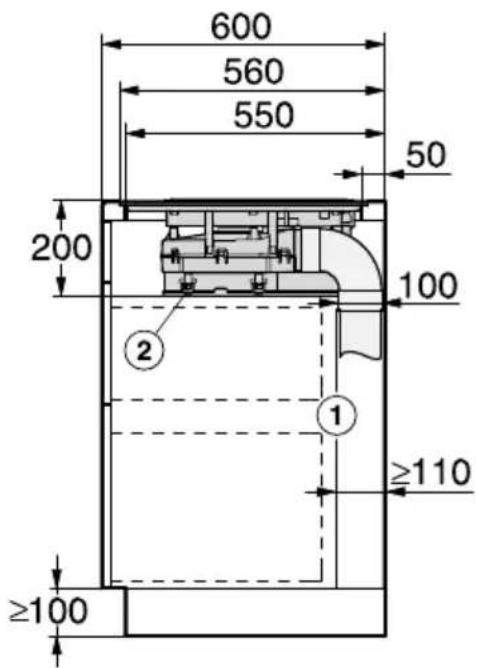600 560 550 50 200 100 ② ① ≥110 ≥100
