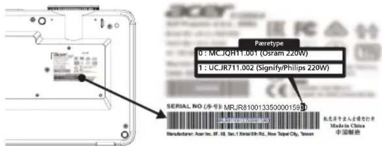 ACER H6541BDi plus - X1226AH/X1227i/D516AD/D616Di/D616D+/EV-X57AH/V60Xi/V60X/V26AX/AX610i/AX610/AX600A/EV-X57i/DX225A/BS-125i/BS-125A/DX225i/KX320A/KX320i/X128HP/BS-112P/DNX1843/DNX1911 - 1