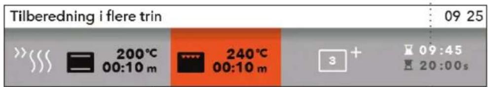 Tilberedning i flere trin 09 25 200°C 00:10 m 240°C 00:10 m 3 + 09:45 20:00s