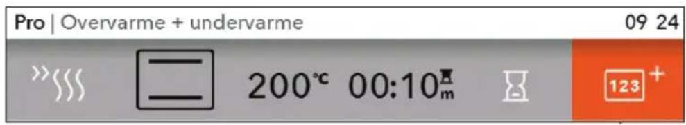 Pro | Overvarme + undervarme 09 24 200°C 00:10m 123+