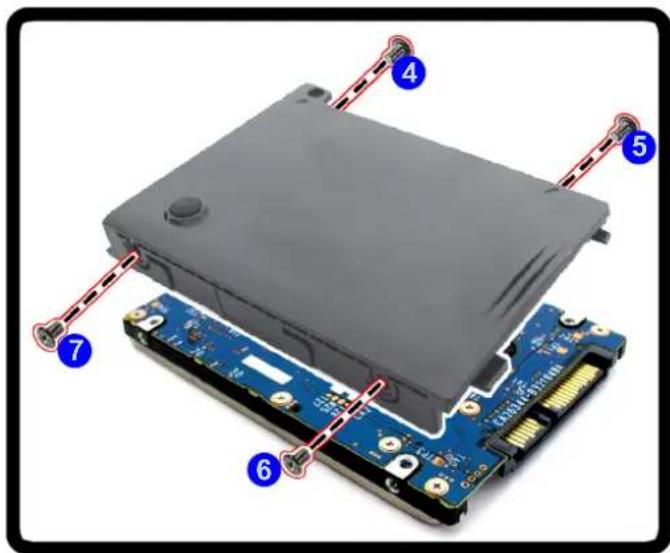 Labeled diagram of a computer hard drive showing internal components and circuit board connections