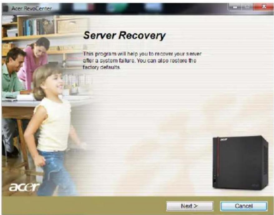 ACER Revo RC101 - Recovering or restoring the home server - 1