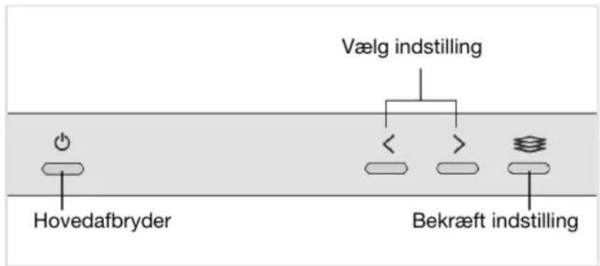 Vælg indstilling Hovedafbryder Bekræft indstilling